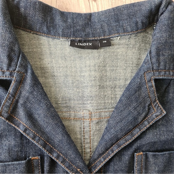 Scandinavian Dark Denim Jean Midi Dress Button Down Belted XS - Picture 5 of 7